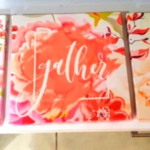 3pc Floral Canvas Decor
